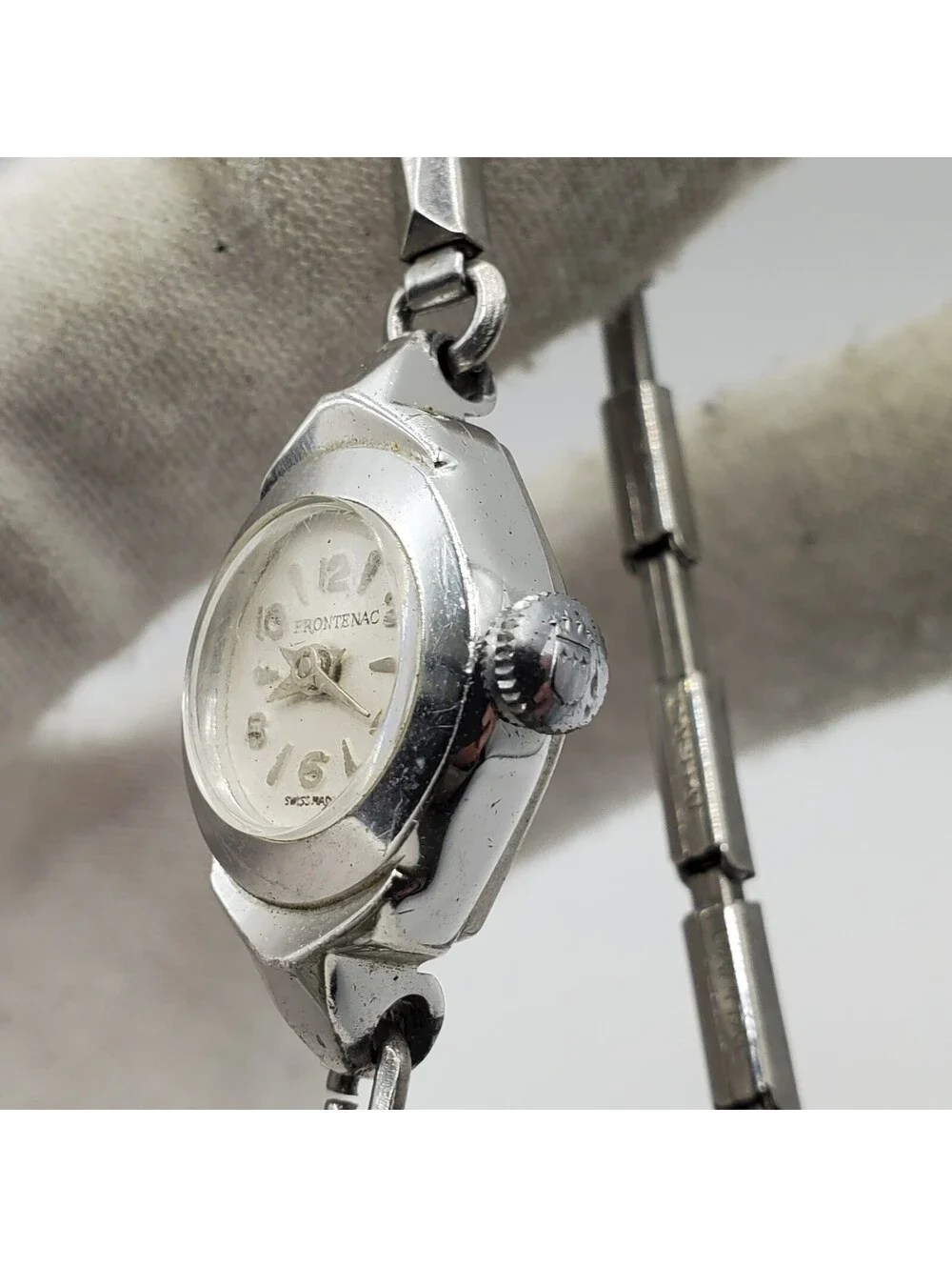 Vintage Frontenac Mechanical Womens Watch  Silver Tone For Parts Or Repair